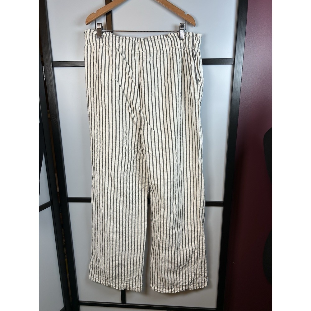 Thread & Supply Linen Blend Wide‎ Leg Trousers Striped Women Size L - Picture 4 of 12